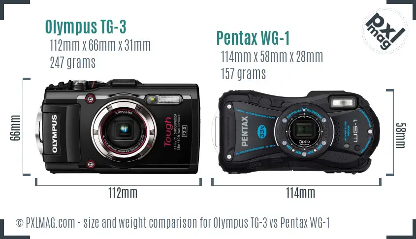 Olympus TG-3 vs Pentax WG-1 size comparison