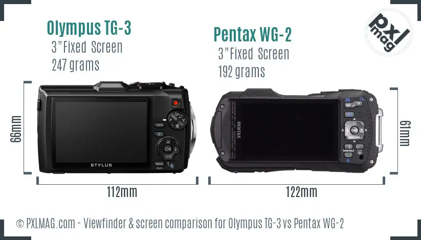 Olympus TG-3 vs Pentax WG-2 Screen and Viewfinder comparison