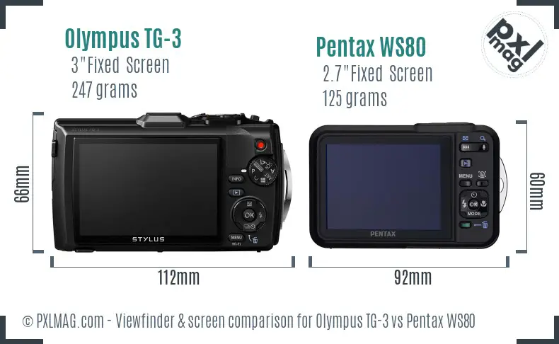 Olympus TG-3 vs Pentax WS80 Screen and Viewfinder comparison