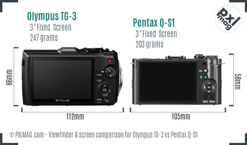 Olympus TG-3 vs Pentax Q-S1 Screen and Viewfinder comparison