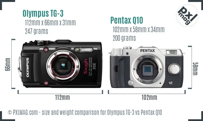 Olympus TG-3 vs Pentax Q10 size comparison Olympus TG-3 vs Pentax Q10 size comparison