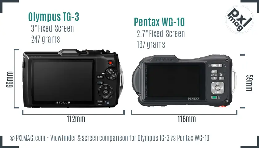 Olympus TG-3 vs Pentax WG-10 Screen and Viewfinder comparison