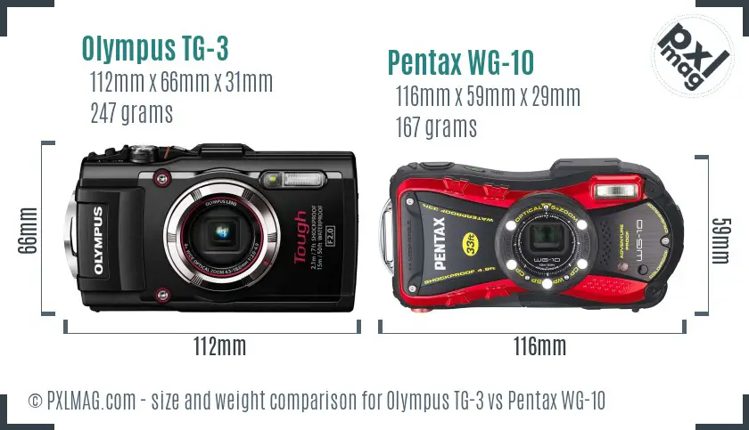 Olympus TG-3 vs Pentax WG-10 size comparison