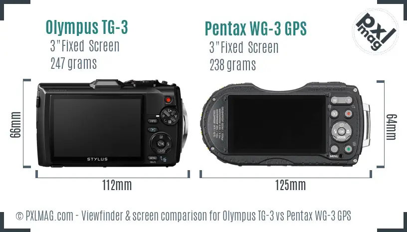 Olympus TG-3 vs Pentax WG-3 GPS Screen and Viewfinder comparison