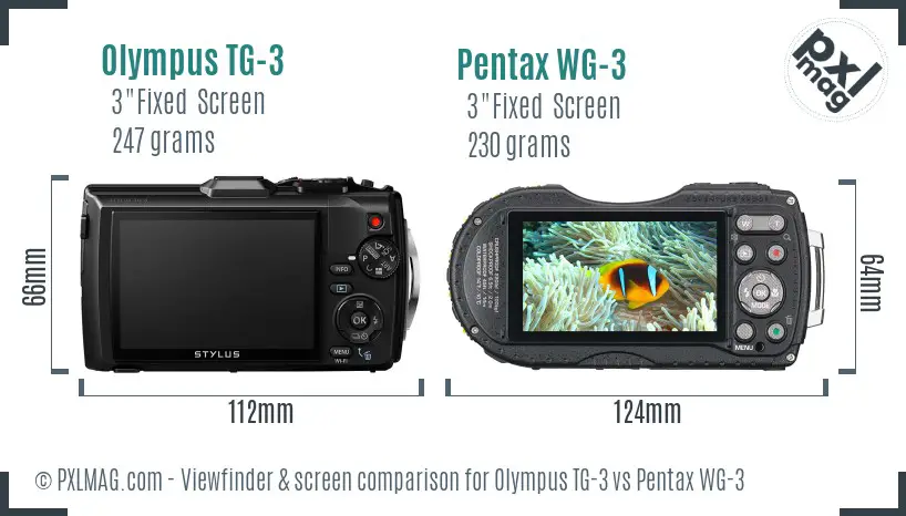 Olympus TG-3 vs Pentax WG-3 Screen and Viewfinder comparison