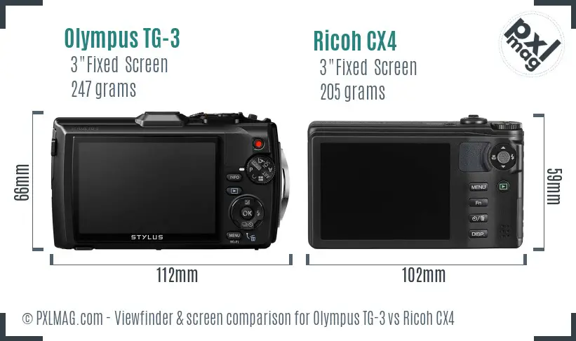 Olympus TG-3 vs Ricoh CX4 Screen and Viewfinder comparison