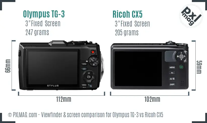 Olympus TG-3 vs Ricoh CX5 Screen and Viewfinder comparison Olympus TG-3 vs Ricoh CX5 Screen and Viewfinder comparison
