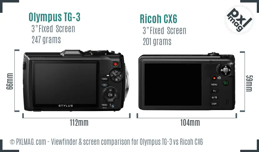 Olympus TG-3 vs Ricoh CX6 Screen and Viewfinder comparison