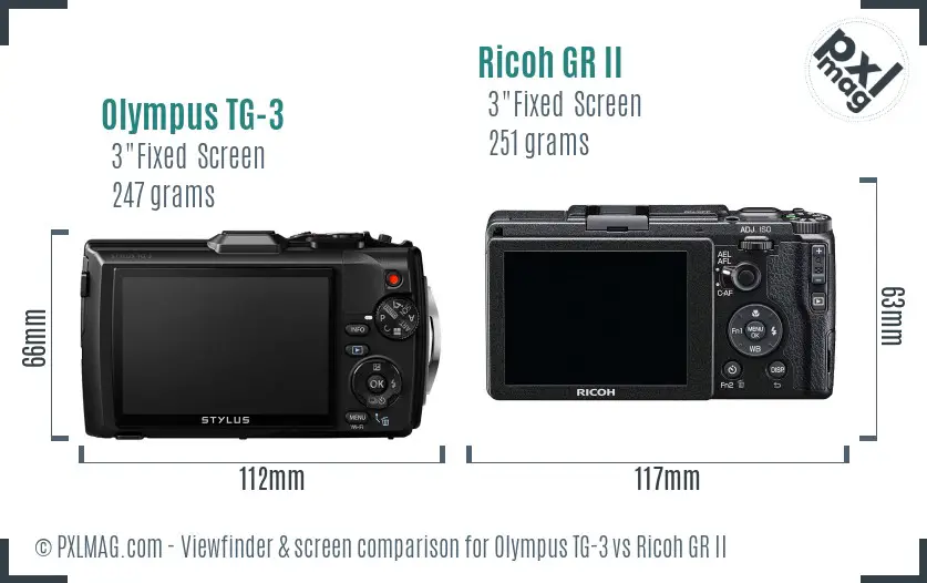 Olympus TG-3 vs Ricoh GR II Screen and Viewfinder comparison