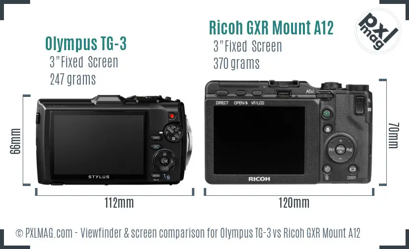 Olympus TG-3 vs Ricoh GXR Mount A12 Screen and Viewfinder comparison Olympus TG-3 vs Ricoh GXR Mount A12 Screen and Viewfinder comparison
