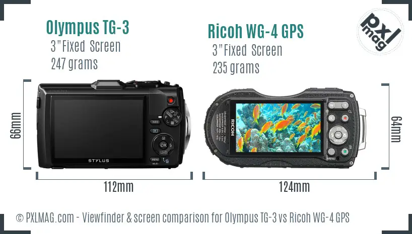 Olympus TG-3 vs Ricoh WG-4 GPS Screen and Viewfinder comparison