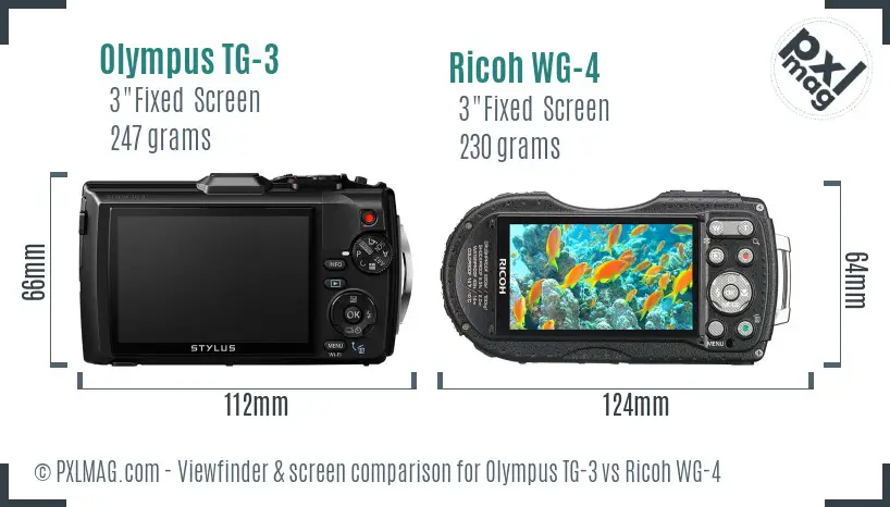 Olympus TG-3 vs Ricoh WG-4 Screen and Viewfinder comparison