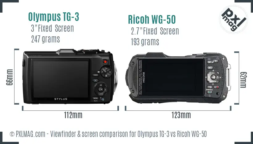 Olympus TG-3 vs Ricoh WG-50 Screen and Viewfinder comparison