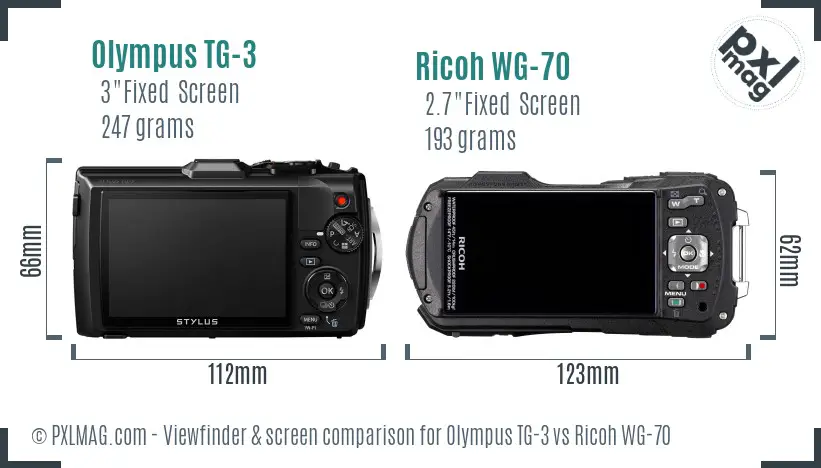 Olympus TG-3 vs Ricoh WG-70 Screen and Viewfinder comparison