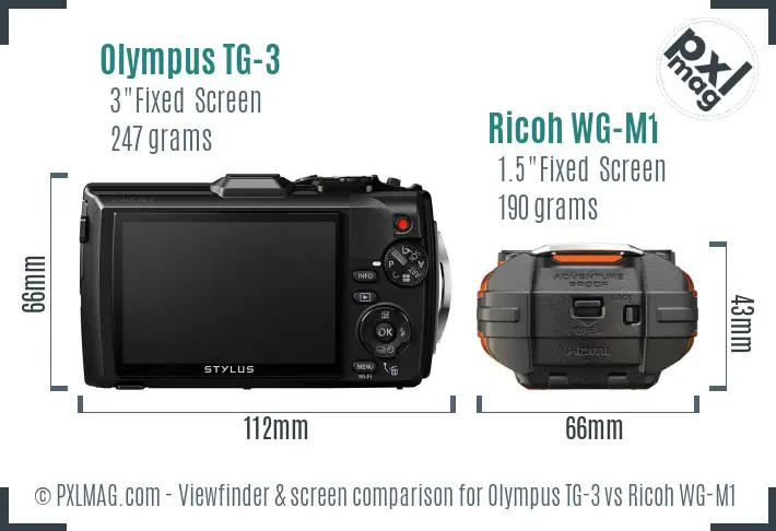 Olympus TG-3 vs Ricoh WG-M1 Screen and Viewfinder comparison
