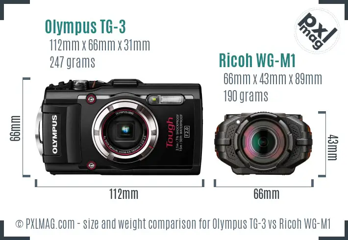 Olympus TG-3 vs Ricoh WG-M1 size comparison