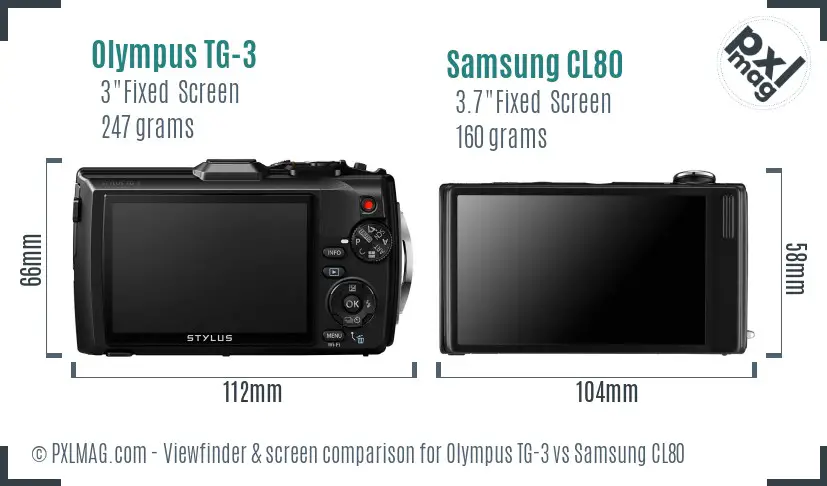 Olympus TG-3 vs Samsung CL80 Screen and Viewfinder comparison