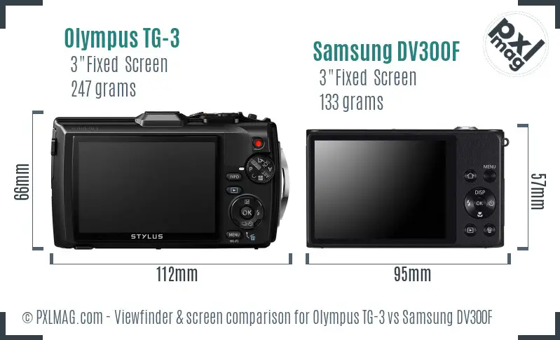 Olympus TG-3 vs Samsung DV300F Screen and Viewfinder comparison