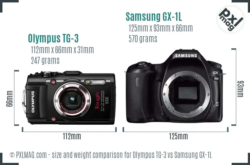 Olympus TG-3 vs Samsung GX-1L size comparison