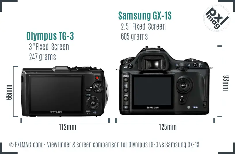 Olympus TG-3 vs Samsung GX-1S Screen and Viewfinder comparison