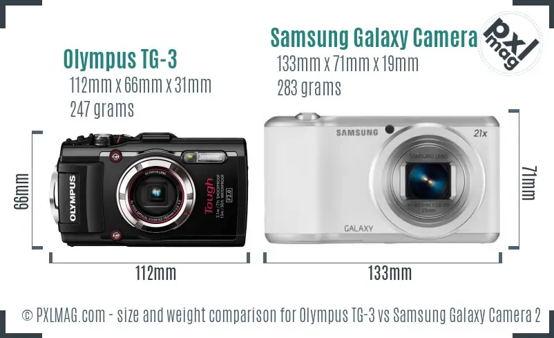 Olympus TG-3 vs Samsung Galaxy Camera 2 size comparison