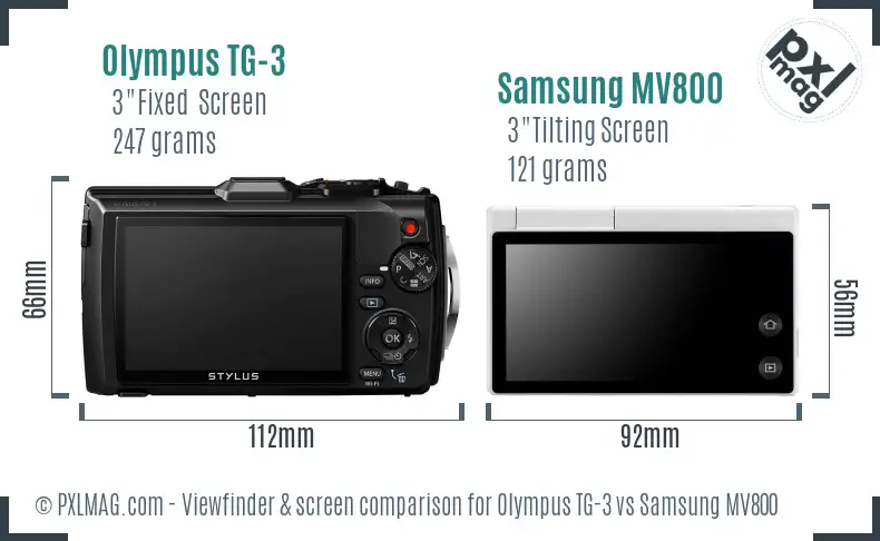 Olympus TG-3 vs Samsung MV800 Screen and Viewfinder comparison