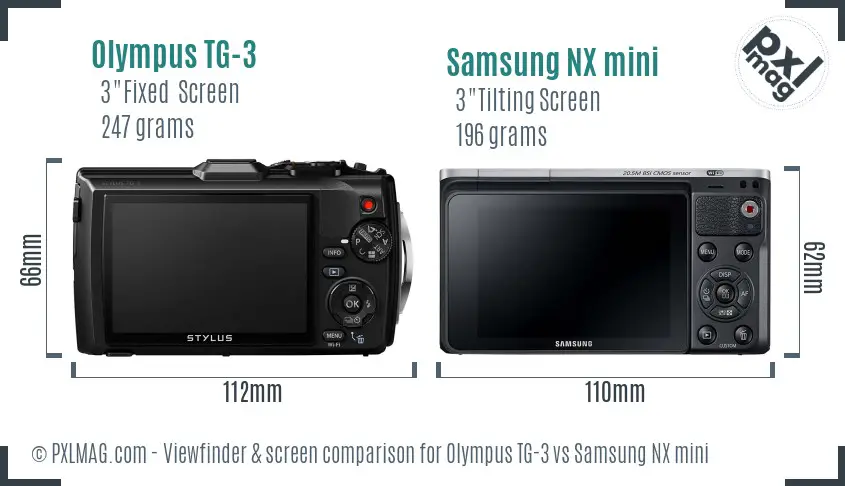 Olympus TG-3 vs Samsung NX mini Screen and Viewfinder comparison Olympus TG-3 vs Samsung NX mini Screen and Viewfinder comparison