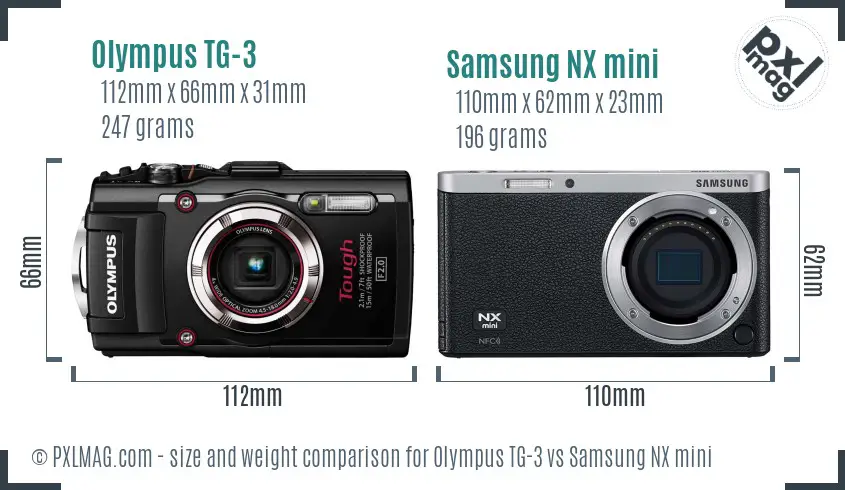 Olympus TG-3 vs Samsung NX mini size comparison Olympus TG-3 vs Samsung NX mini size comparison