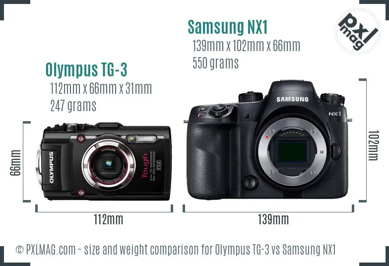 Olympus TG-3 vs Samsung NX1 size comparison