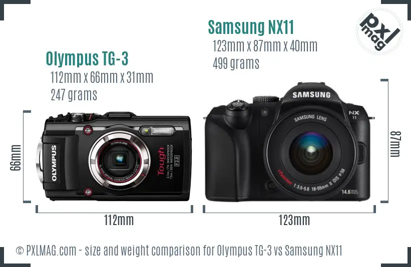 Olympus TG-3 vs Samsung NX11 size comparison