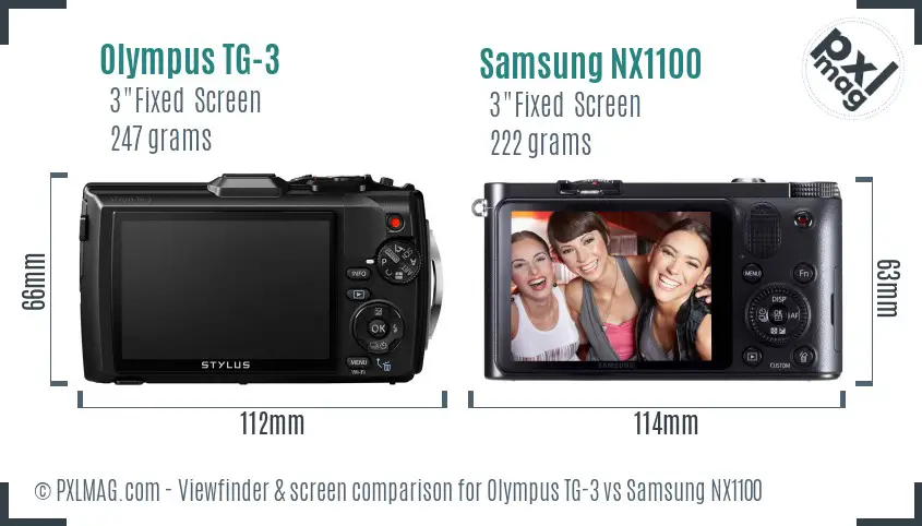 Olympus TG-3 vs Samsung NX1100 Screen and Viewfinder comparison