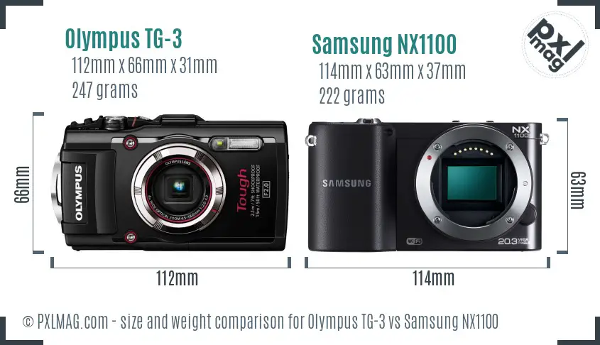 Olympus TG-3 vs Samsung NX1100 size comparison