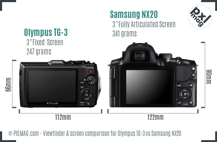 Olympus TG-3 vs Samsung NX20 Screen and Viewfinder comparison