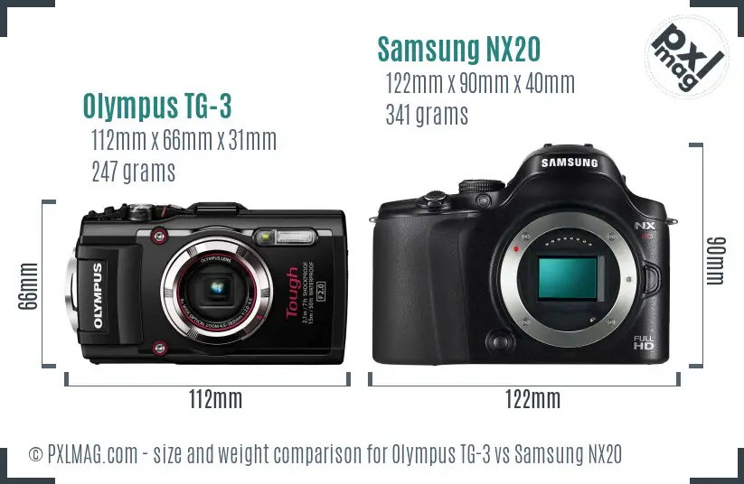 Olympus TG-3 vs Samsung NX20 size comparison Olympus TG-3 vs Samsung NX20 size comparison
