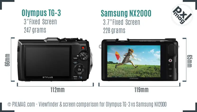 Olympus TG-3 vs Samsung NX2000 Screen and Viewfinder comparison