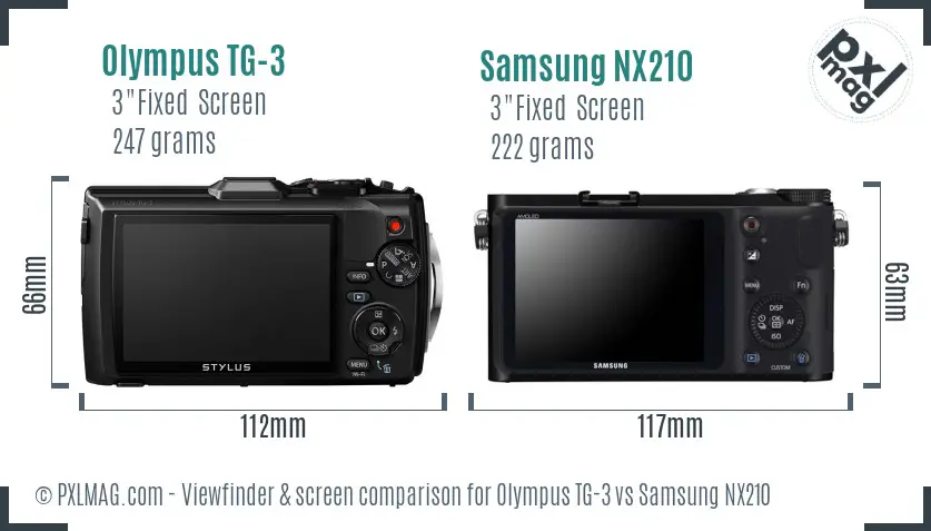 Olympus TG-3 vs Samsung NX210 Screen and Viewfinder comparison