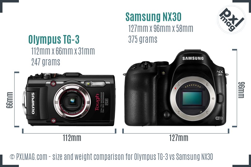 Olympus TG-3 vs Samsung NX30 size comparison Olympus TG-3 vs Samsung NX30 size comparison