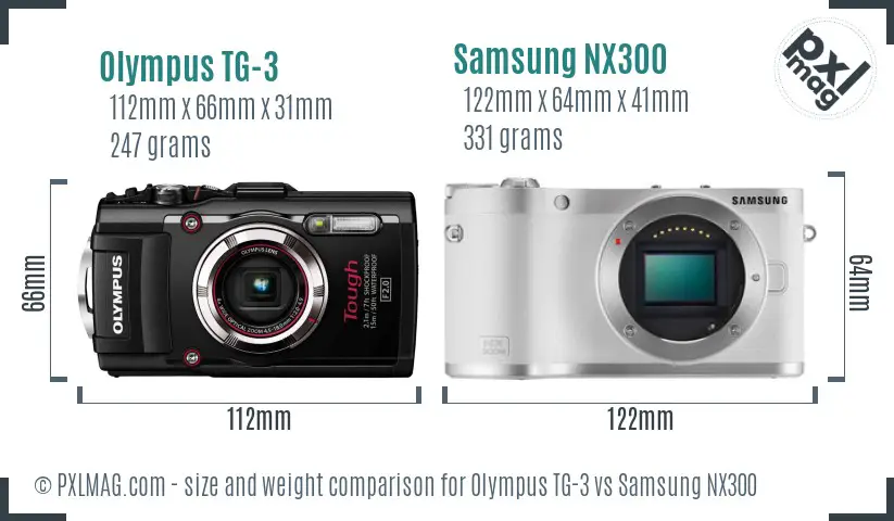 Olympus TG-3 vs Samsung NX300 size comparison Olympus TG-3 vs Samsung NX300 size comparison