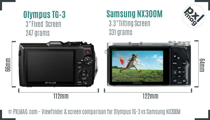 Olympus TG-3 vs Samsung NX300M Screen and Viewfinder comparison