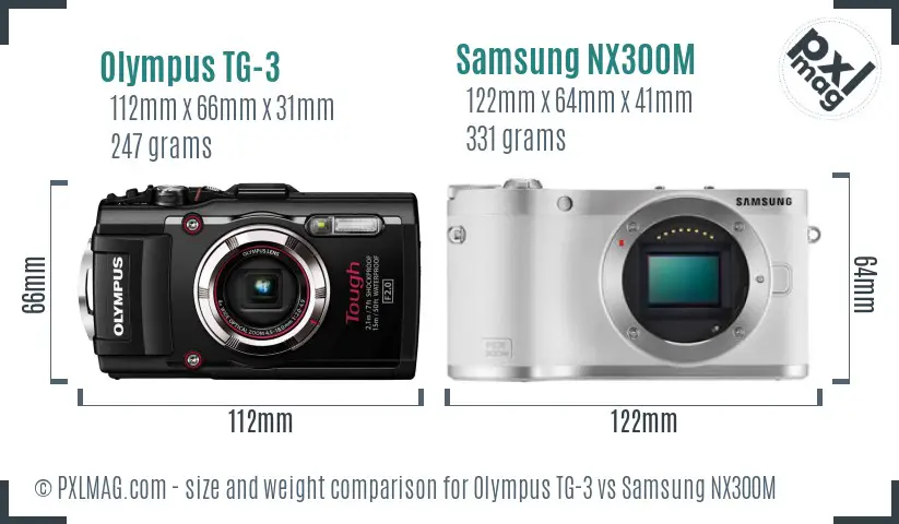 Olympus TG-3 vs Samsung NX300M size comparison
