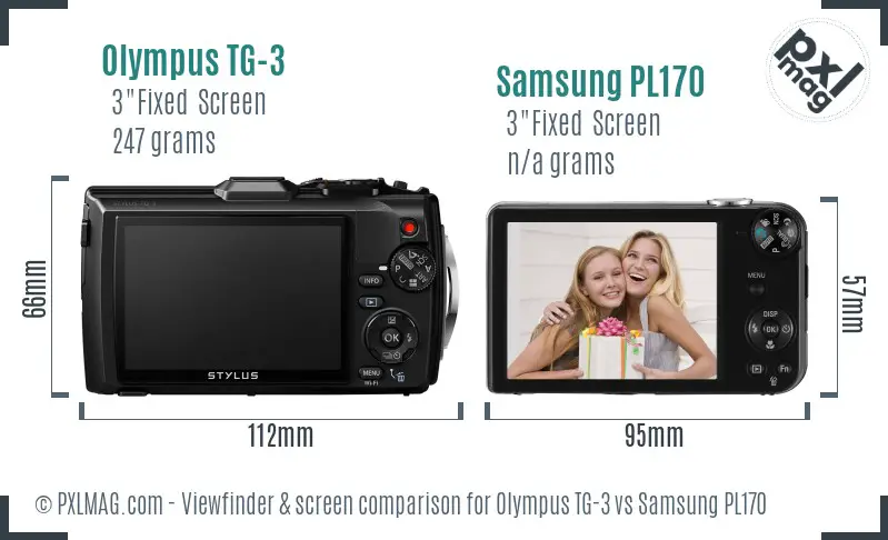 Olympus TG-3 vs Samsung PL170 Screen and Viewfinder comparison