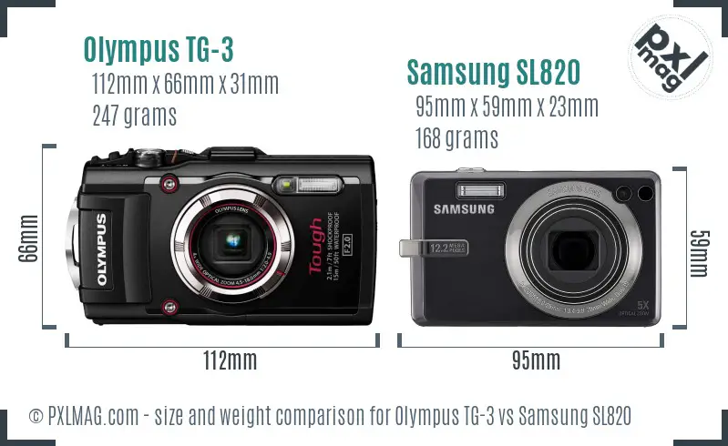 Olympus TG-3 vs Samsung SL820 size comparison
