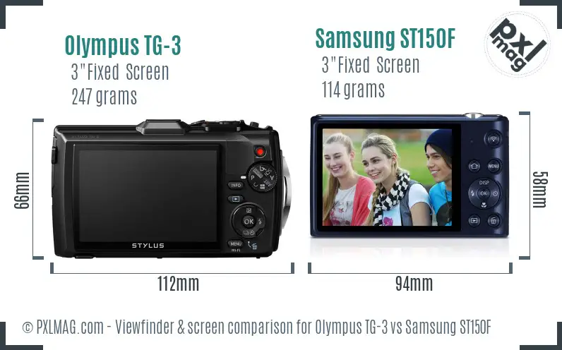 Olympus TG-3 vs Samsung ST150F Screen and Viewfinder comparison