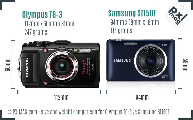 Olympus TG-3 vs Samsung ST150F size comparison