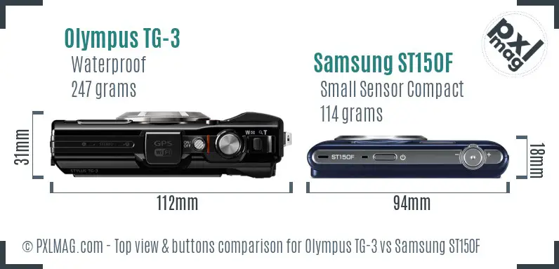 Olympus TG-3 vs Samsung ST150F top view buttons comparison