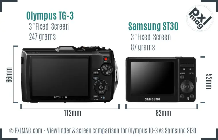 Olympus TG-3 vs Samsung ST30 Screen and Viewfinder comparison