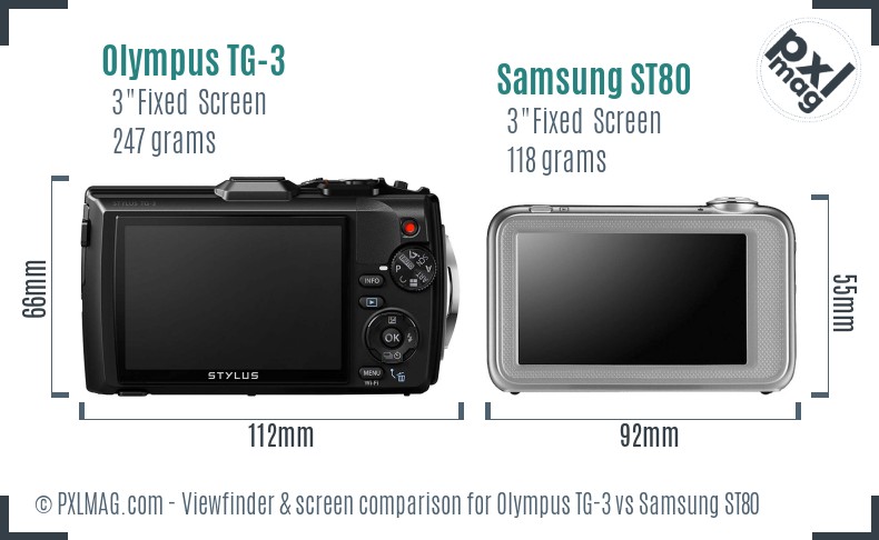 Olympus TG-3 vs Samsung ST80 Screen and Viewfinder comparison