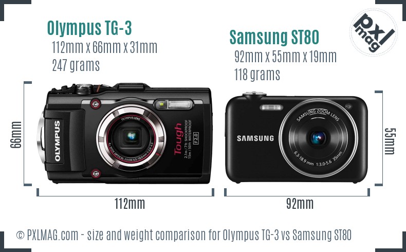 Olympus TG-3 vs Samsung ST80 size comparison