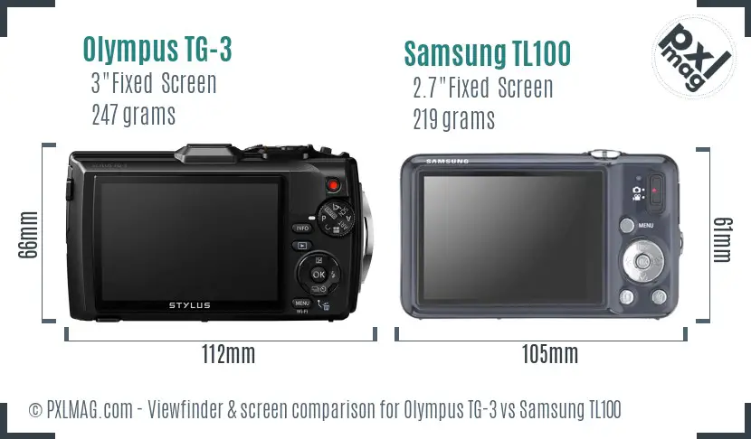 Olympus TG-3 vs Samsung TL100 Screen and Viewfinder comparison
