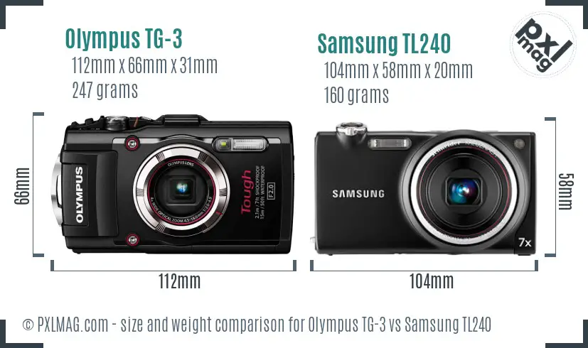 Olympus TG-3 vs Samsung TL240 size comparison